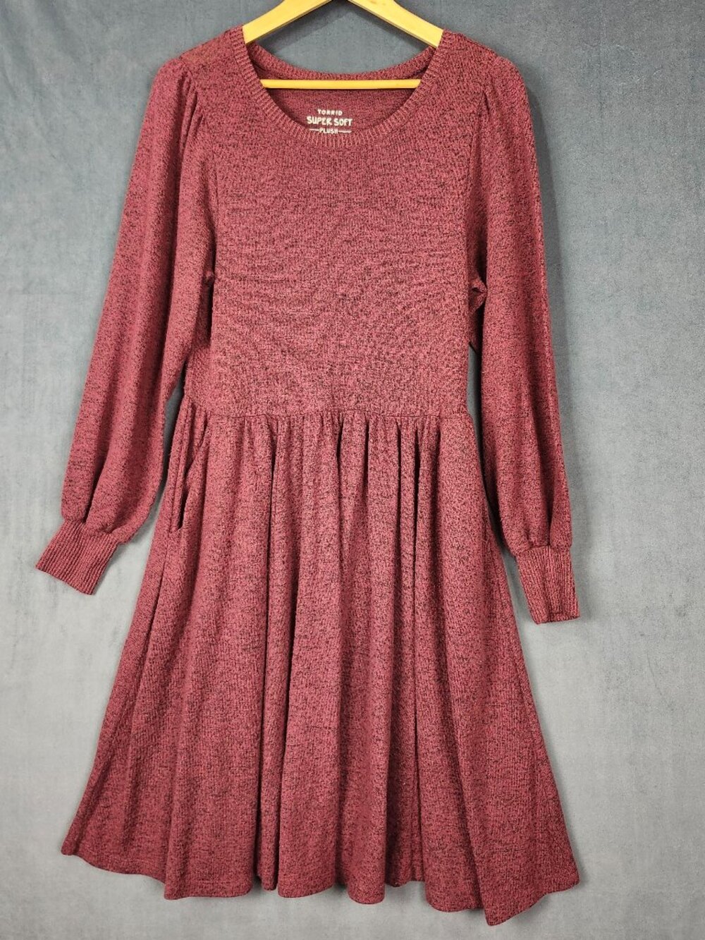 Torrid Super Soft Plush Burgundy Long Sleeve Dress Plus Size 0
